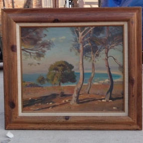 MID CENTURY CALIFORNIA LANDSCAPE OIL PAINTING classic mural painting