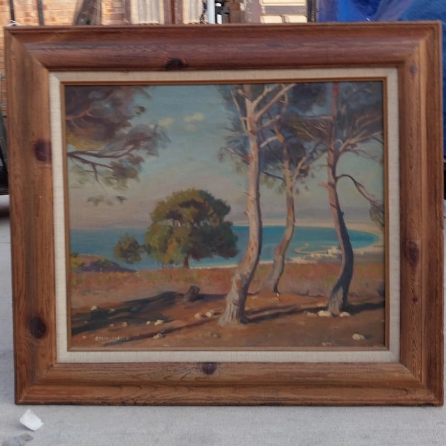 MID CENTURY CALIFORNIA LANDSCAPE OIL PAINTING classic mural painting