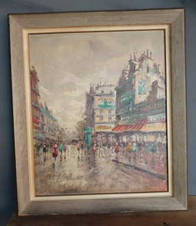 MID CENTURY PAINTING OF PARIS classic mural painting