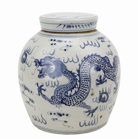 Mid Size Dragon Flat Top Jar home display ornament