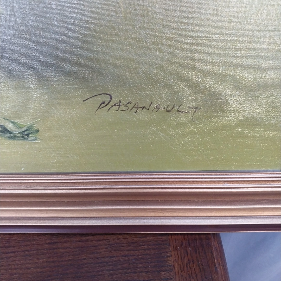 MIDCENTURY FLORAL OIL PAINTING ON CANVAS SIGNED PASANAULT