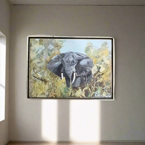 MIDCENTURYS SIGNED ELEPHANT PAINTING SIGNED AND DATED classic mural painting