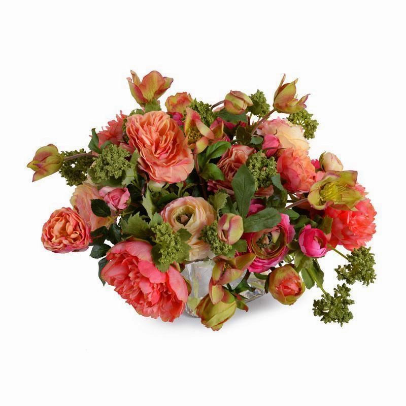 Mixed Flowers Arrangement in Clear Glass Vase