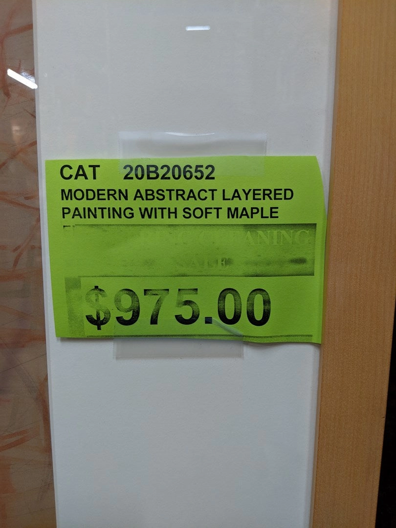 MODERN ABSTRACT LAYERED PAINTING WITH SOFT MAPLE FRAME