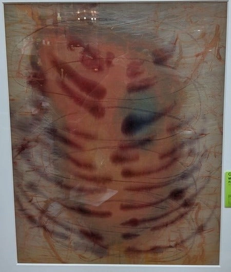 MODERN ABSTRACT LAYERED PAINTING WITH SOFT MAPLE FRAME
