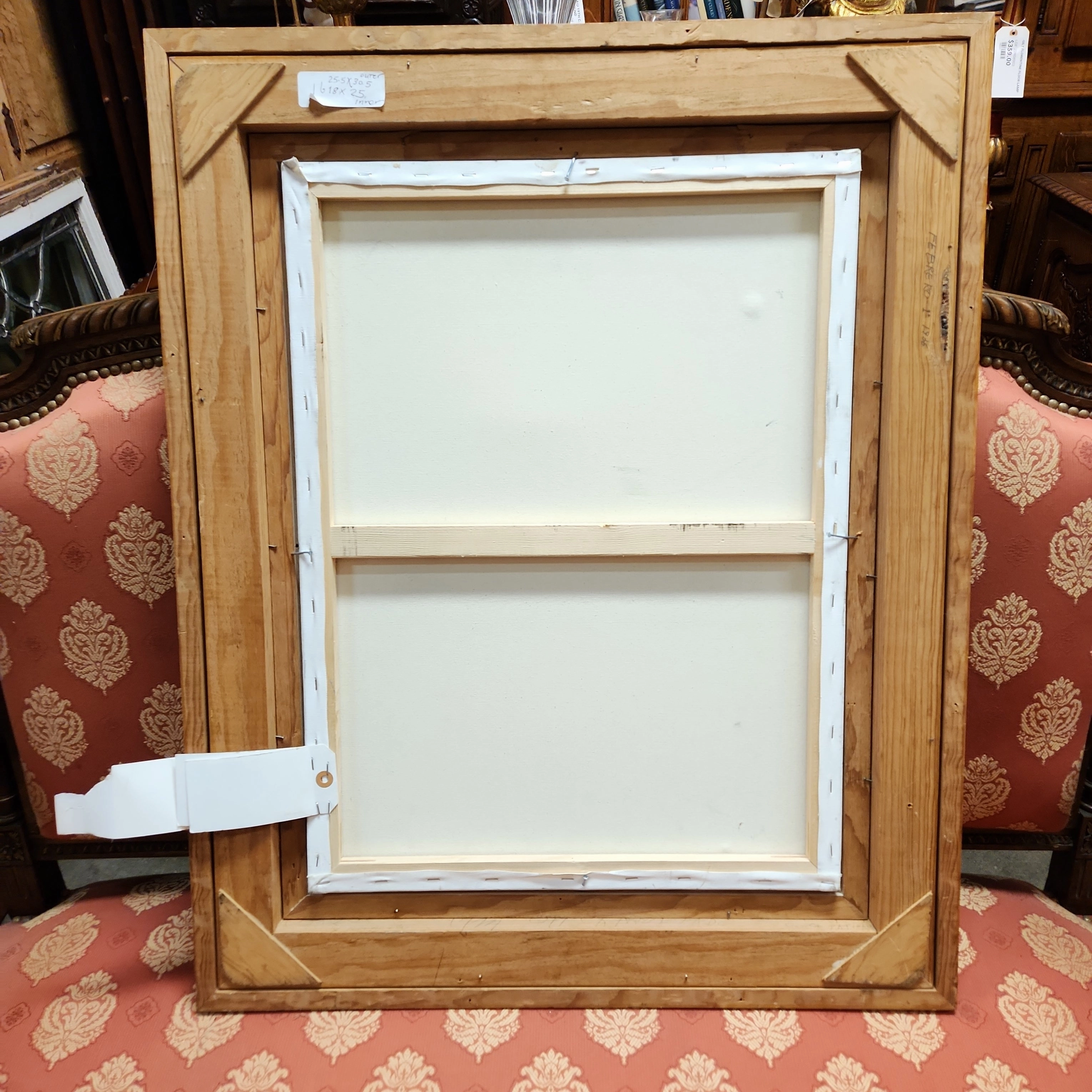 MODERN ABSTRACT PAINTING IN GOLD AND TERRA COTTA WOOD FRAME