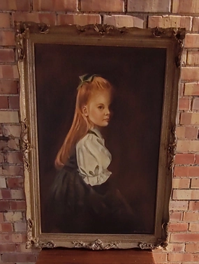 MODERN FRAMED OIL PAINTING OF A RED HAIRED GIRL classic mural painting