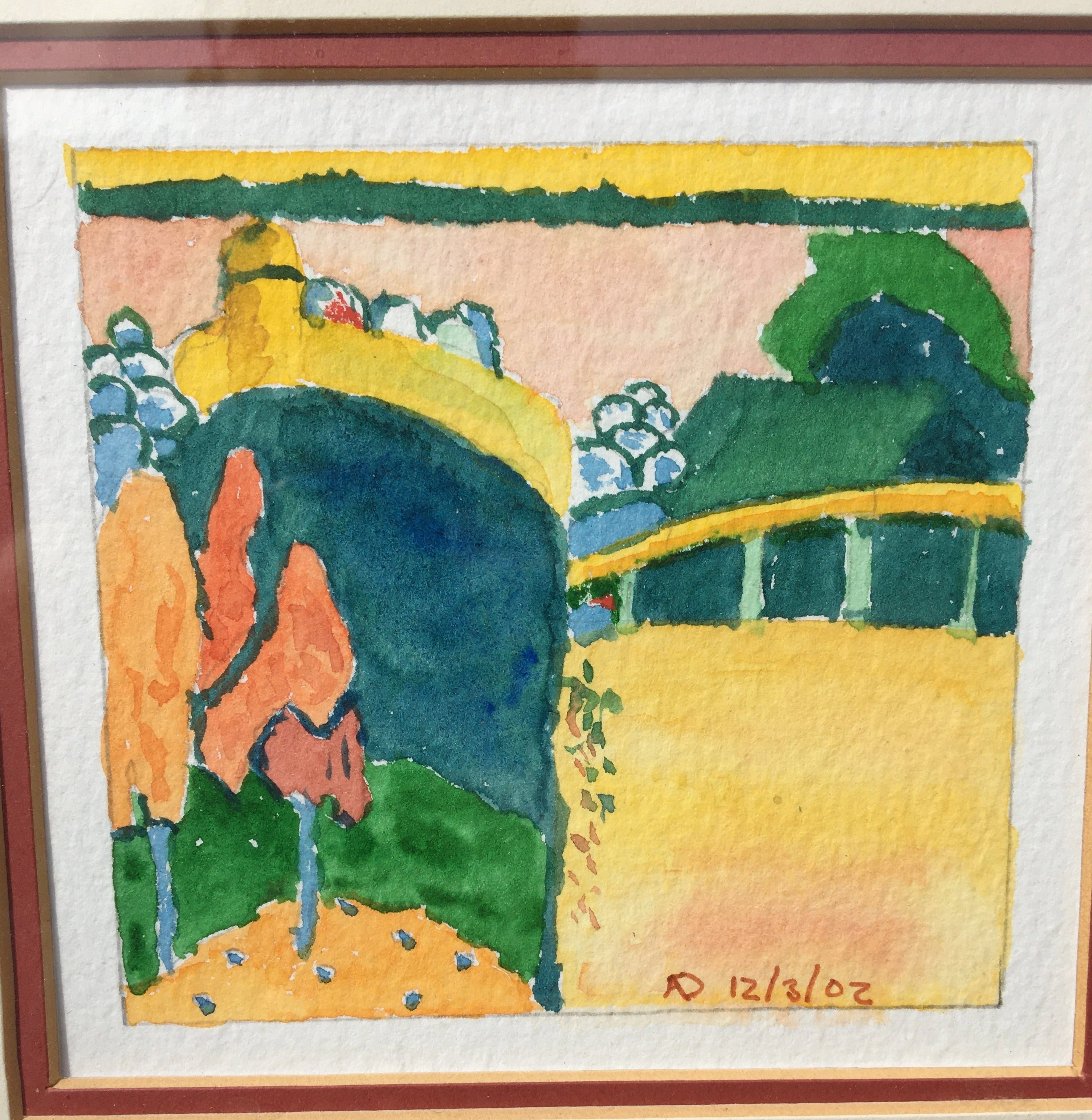 MODERN FRAMED TRIPTYCH WATERCOLORS