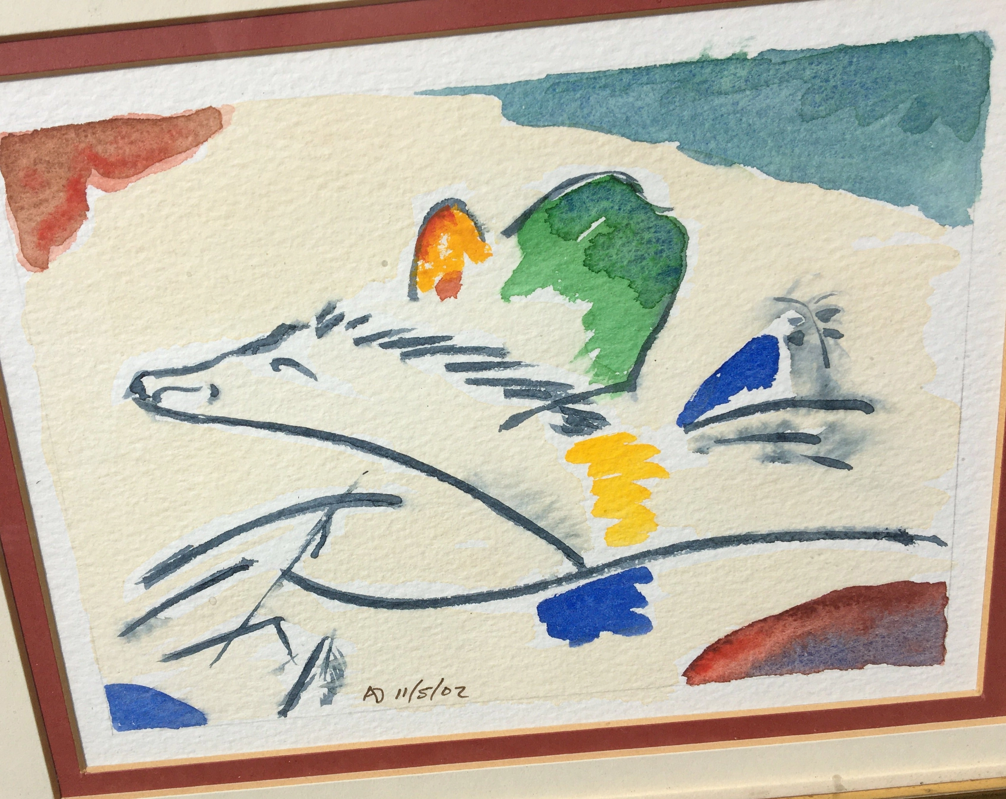 MODERN FRAMED TRIPTYCH WATERCOLORS