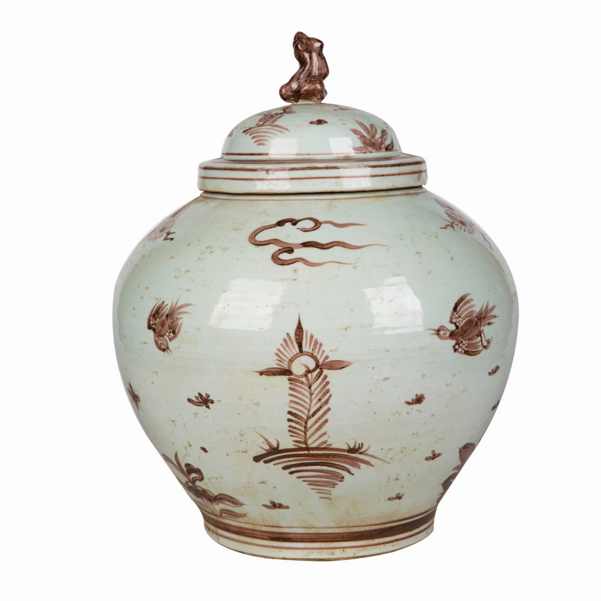 Moka Lion Lid Jar With Pine Crane Motif