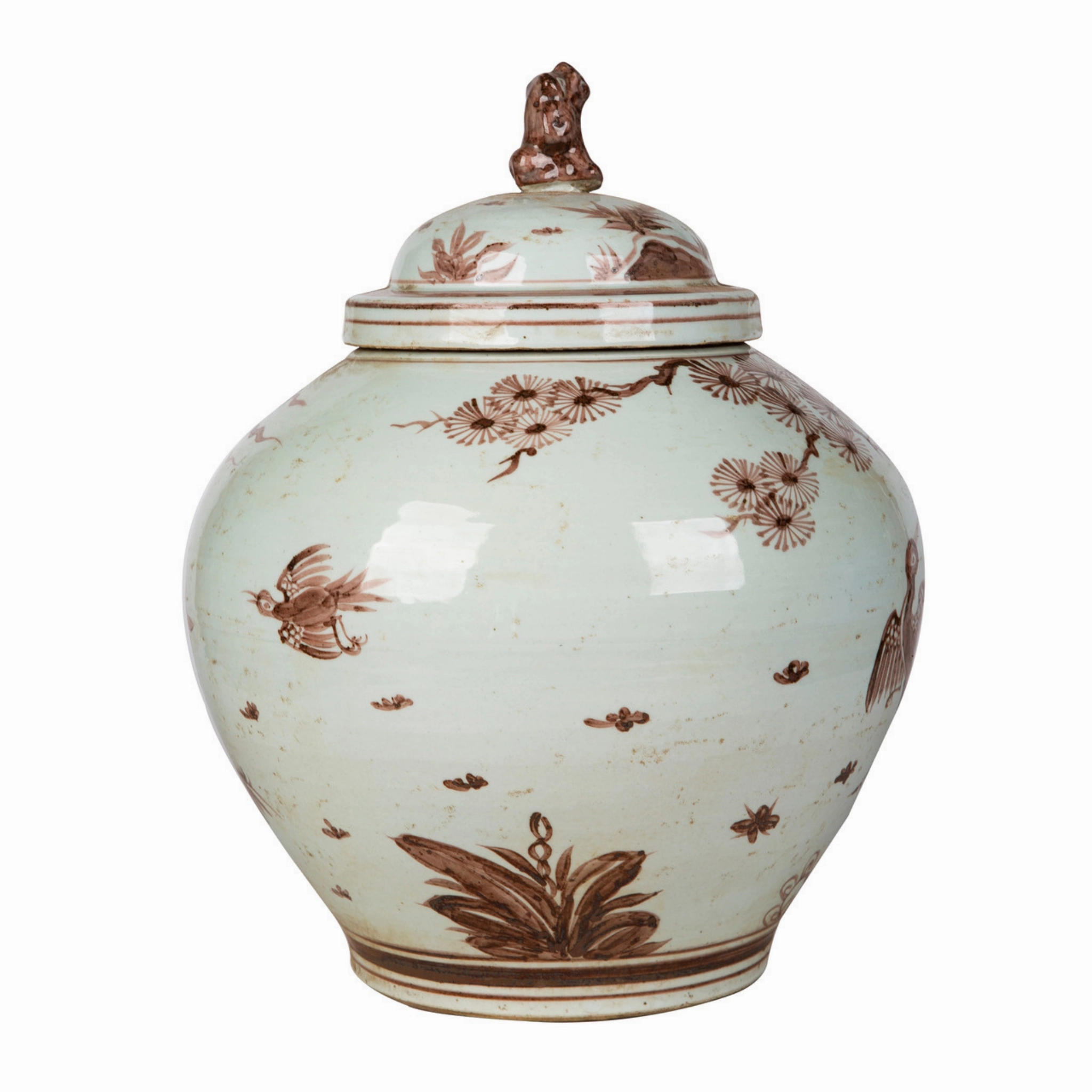 Moka Lion Lid Jar With Pine Crane Motif