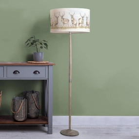 Moorland Stag Eva & Solensis Complete Floor Lamp Grey/Linen patterned fashion rug  