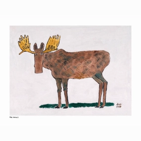 Moose On Grass Art Print (8.5"x11") framed wall decor