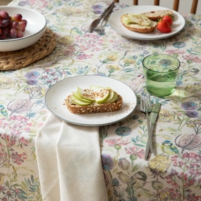 Morning Chorus Printed Oil Cloth Fabric (By The Metre) Natural elegant table cloth  
