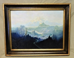 MOUNTAIN LANDSCAPE OIL PAINTING ON BOARD classic mural painting