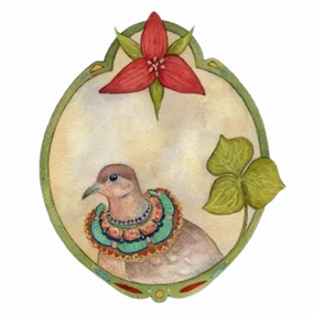 Mourning Dove of Trillium Art Print framed wall decor