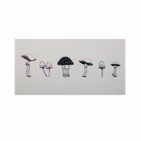 Mushroom Line Art Print framed wall decor