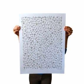 Mushrooms 18" x 24" Print - Gray framed wall decor