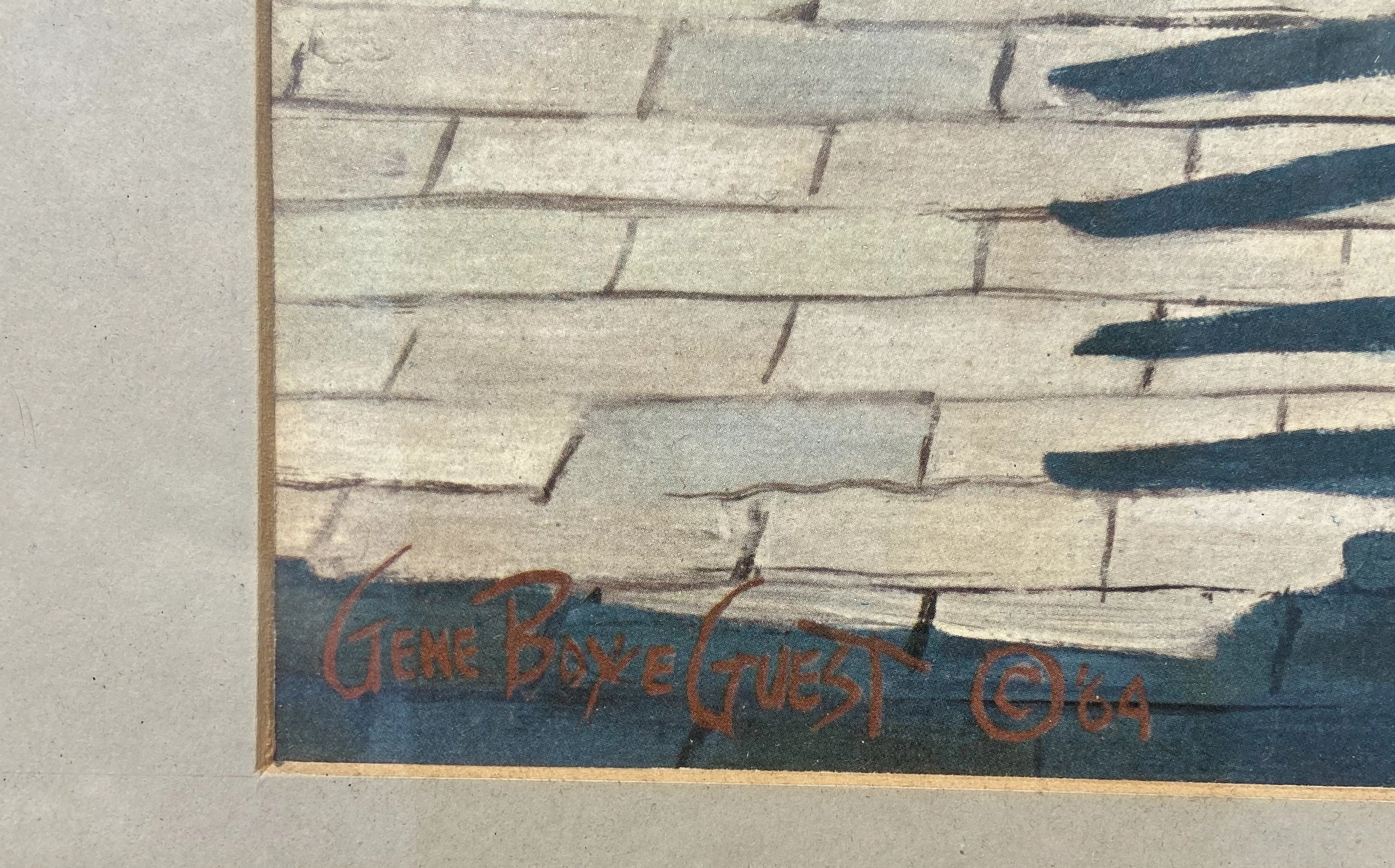 NATIVE AMERICAN MARKET WATER COLOR PAINTING BY GENE GUEST