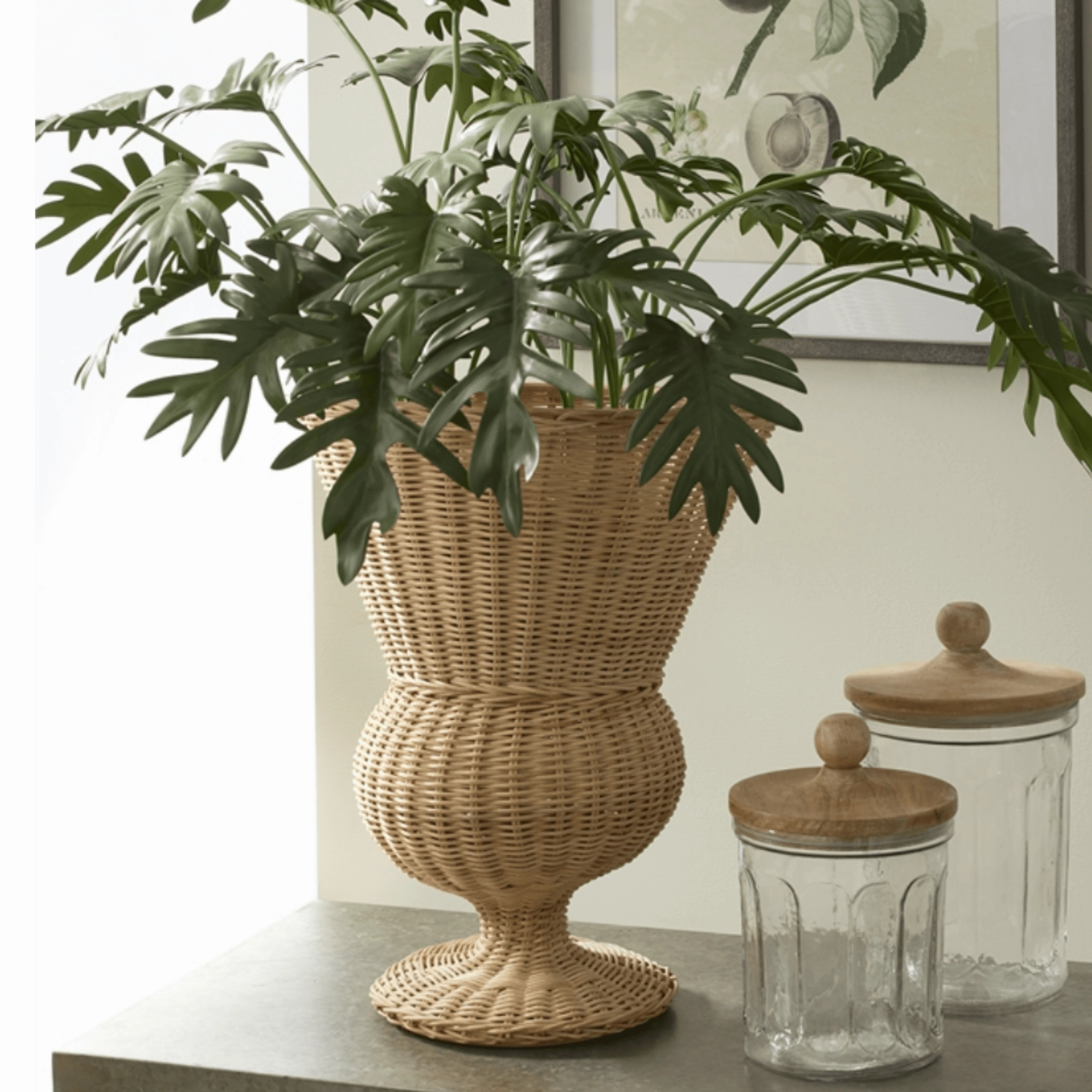 Natural Wicker Footed Urn