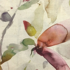 Naura Printed Cotton Fabric (By The Metre) Poppy Natural elegant table cloth  