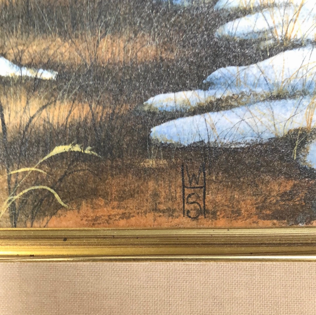 NEW MEXICO ADOBE CHURCH SCENE OIL PAINTING SIGNED HWS