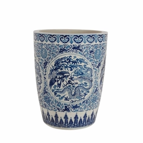 Newport Blue and White Porcelain Pot With Dragon Design home display ornament
