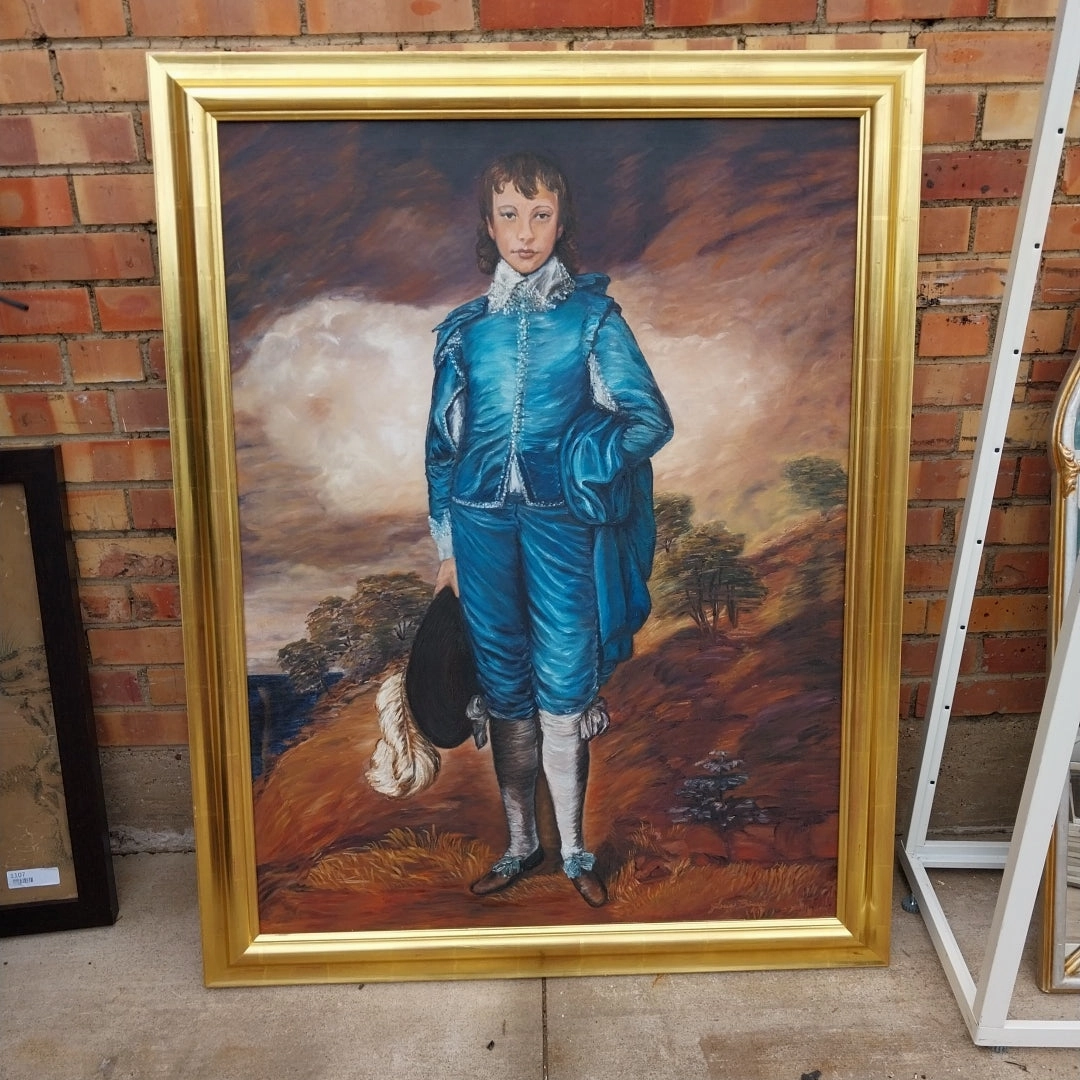 NICELY FRAMED BLUEBOY OIL PAINTING classic mural painting