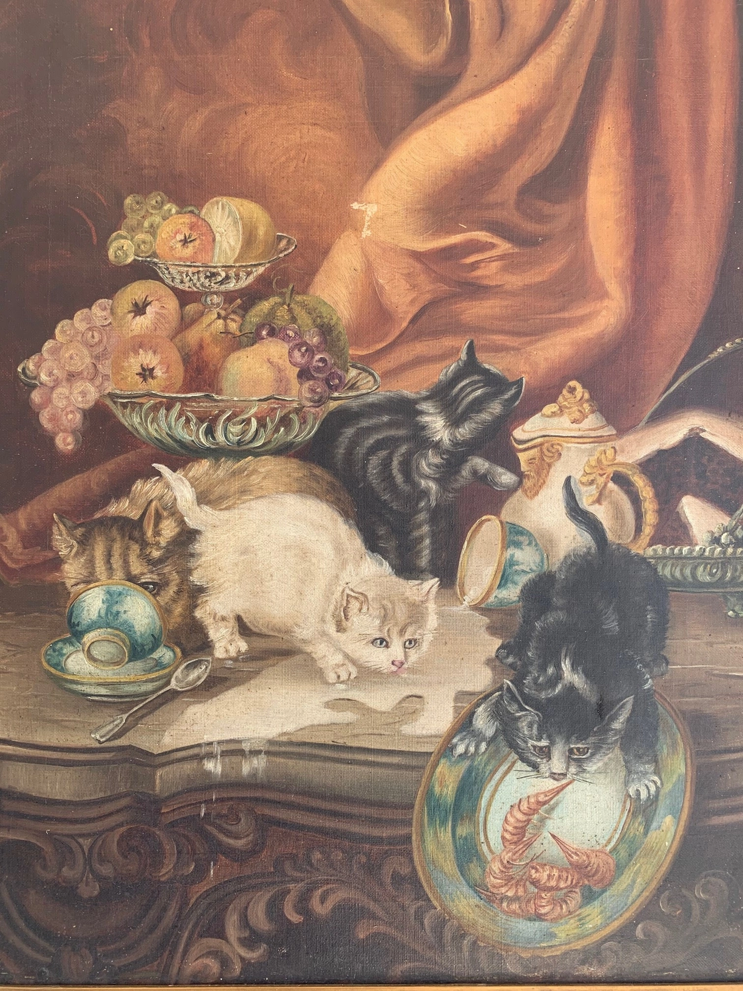 NICELY FRAMED OIL PAINTING OF KITTENS