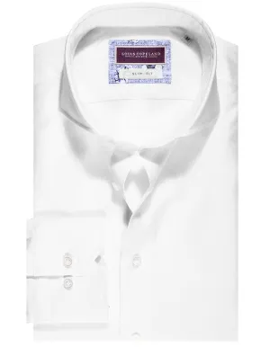 Nile Baumwoll-Leinen-Mix Slim Fit Hemd Weiß