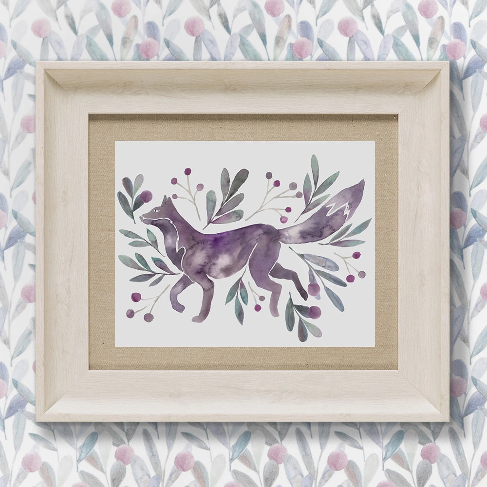Nishiki Framed Print Birch/Violet patterned fashion rug  