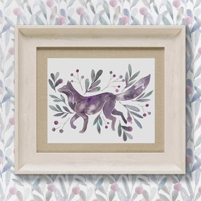 Nishiki Framed Print Birch/Violet patterned fashion rug  