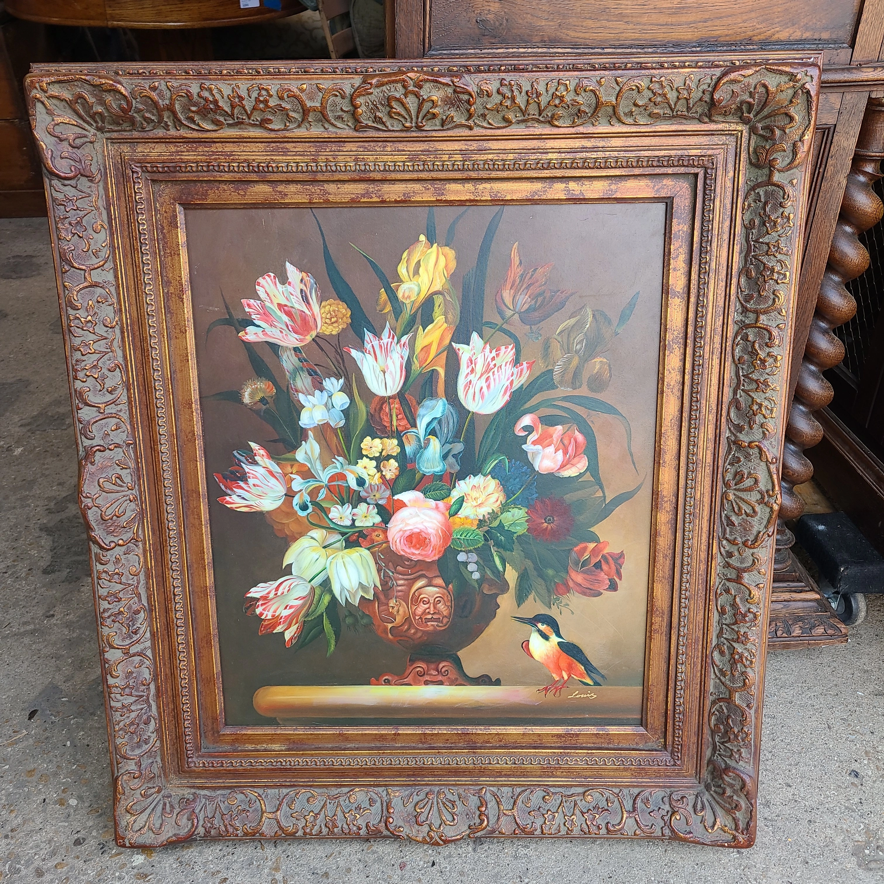 NOT OLD FLORAL PAINTING WITH BIRD 3397 classic mural painting