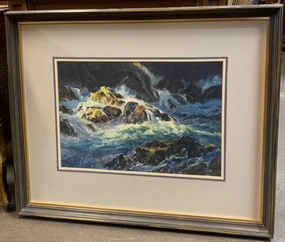 OCEAN WATERCOLOR BY CHARLER TROYER classic mural painting