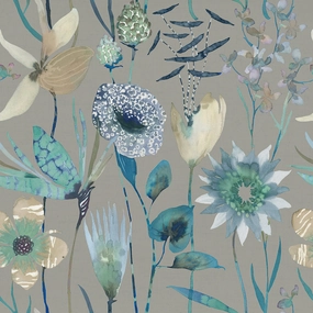 Oceania Printed Cotton Fabric (By The Metre) Mineral elegant table cloth  