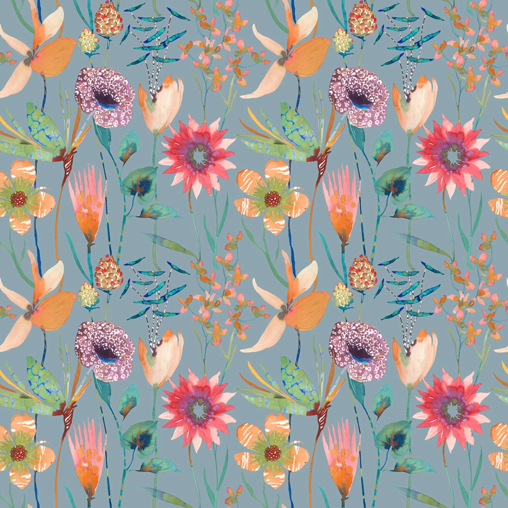 Oceania Printed Cotton Fabric (By The Metre) Robins Egg