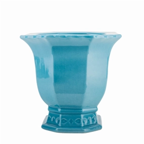 Octagonal Footed Planter in Sky Blue home display ornament