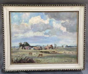 OIL PAINTING OF 19TH CENTURY FARM classic mural painting