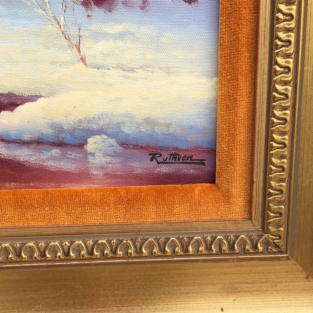 OIL PAINTING OF A WINTER SNOW SCENE BY JERRY RUTHVEN