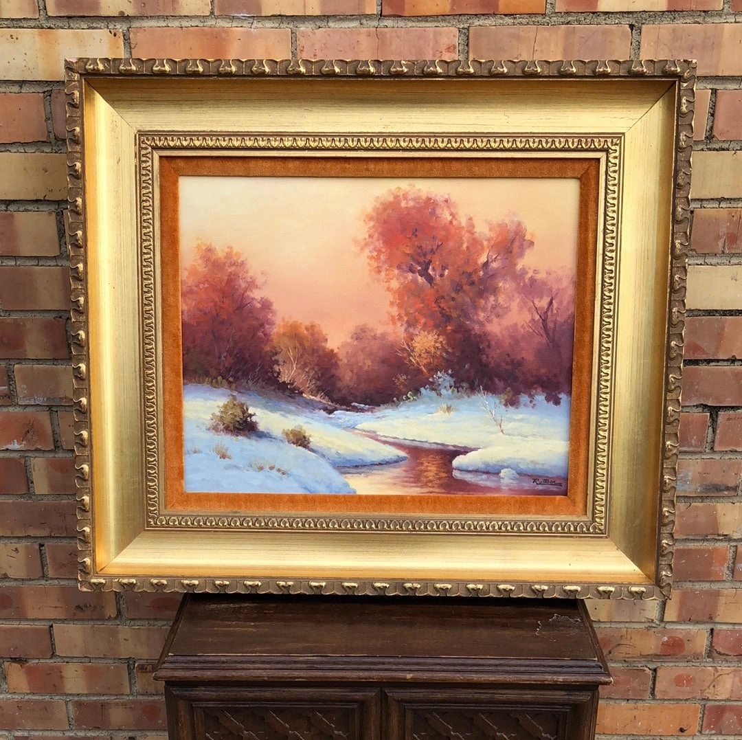 OIL PAINTING OF A WINTER SNOW SCENE BY JERRY RUTHVEN classic mural painting