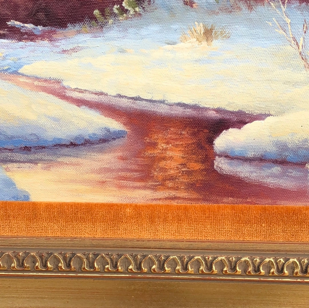 OIL PAINTING OF A WINTER SNOW SCENE BY JERRY RUTHVEN