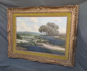 OIL PAINTING OF BLUEBONNETS BY J. P. MONTAGUE classic mural painting