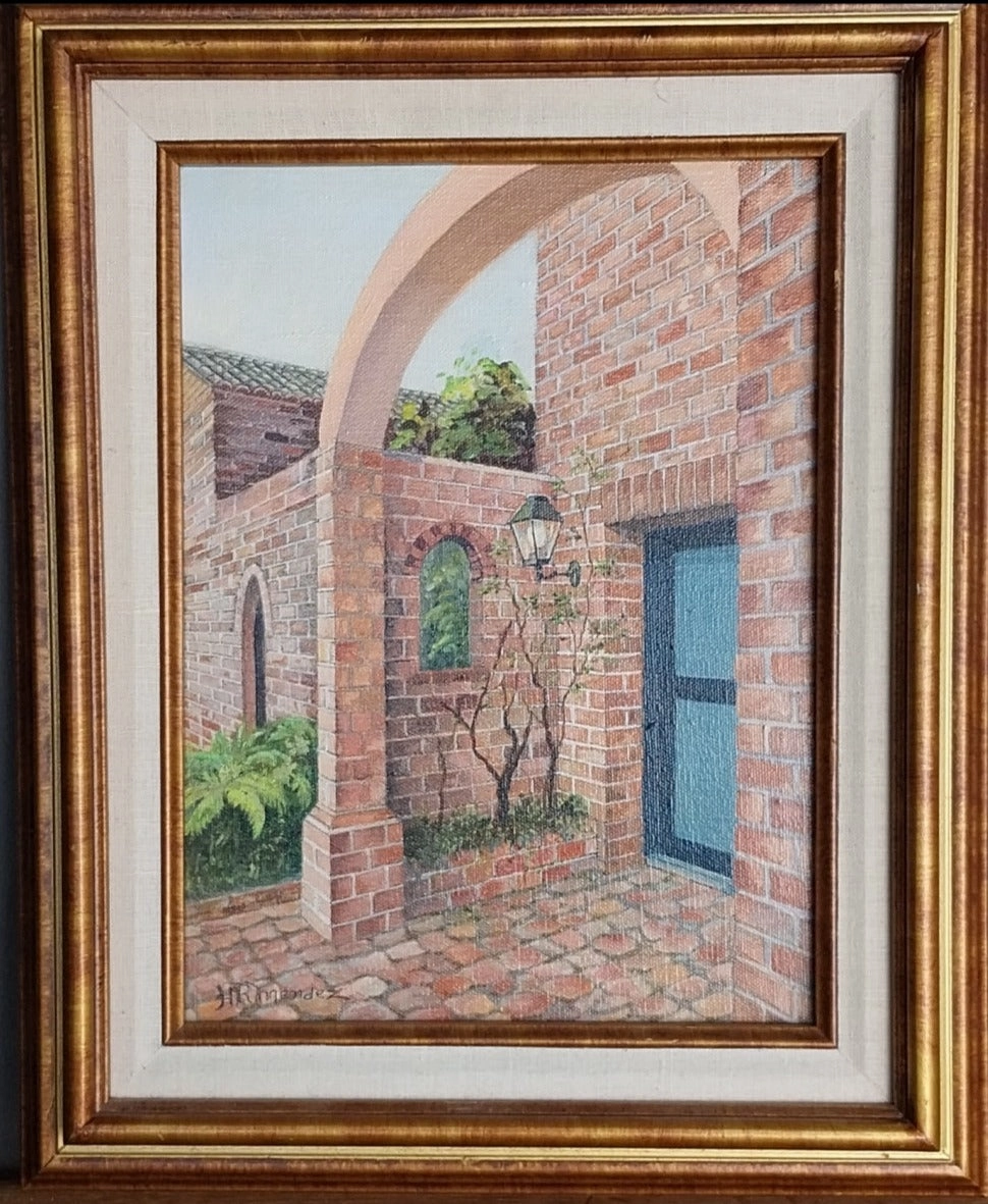 OIL PAINTING OF BRICK ENTRY WAY classic mural painting