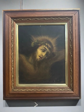 OIL PAINTING OF CHRIST IN OAK FRAME classic mural painting