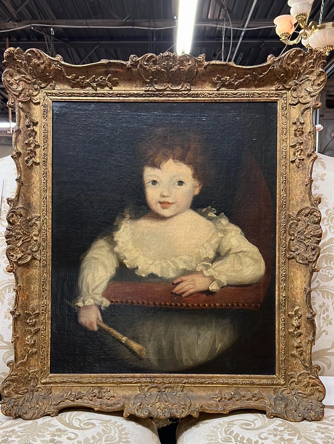 OIL PAINTING OF GIRL WITH BRUSH classic mural painting
