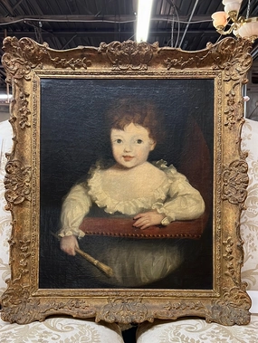 OIL PAINTING OF GIRL WITH BRUSH classic mural painting