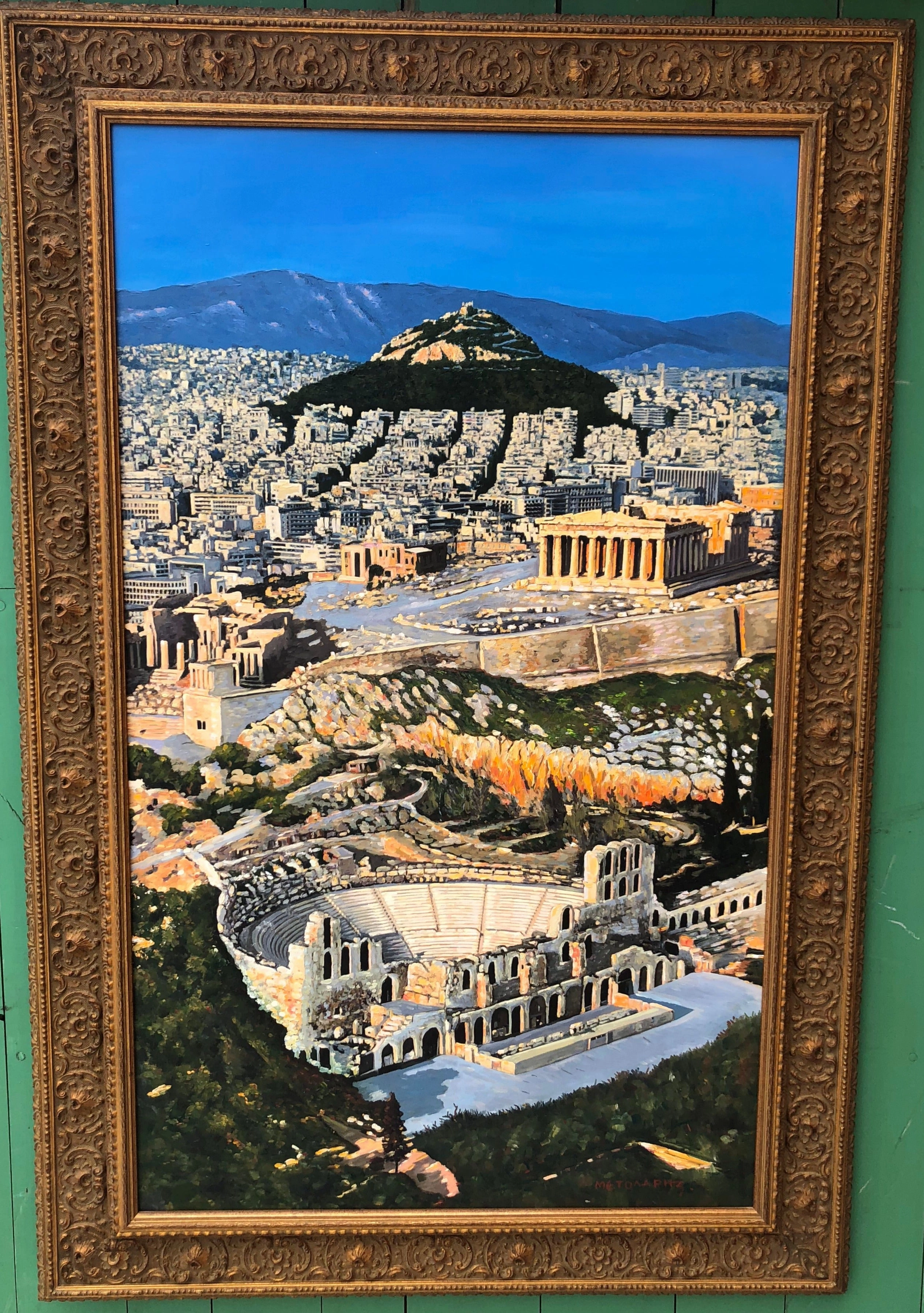 OIL PAINTING OF GRECIAN COLISEUM RUINS classic mural painting