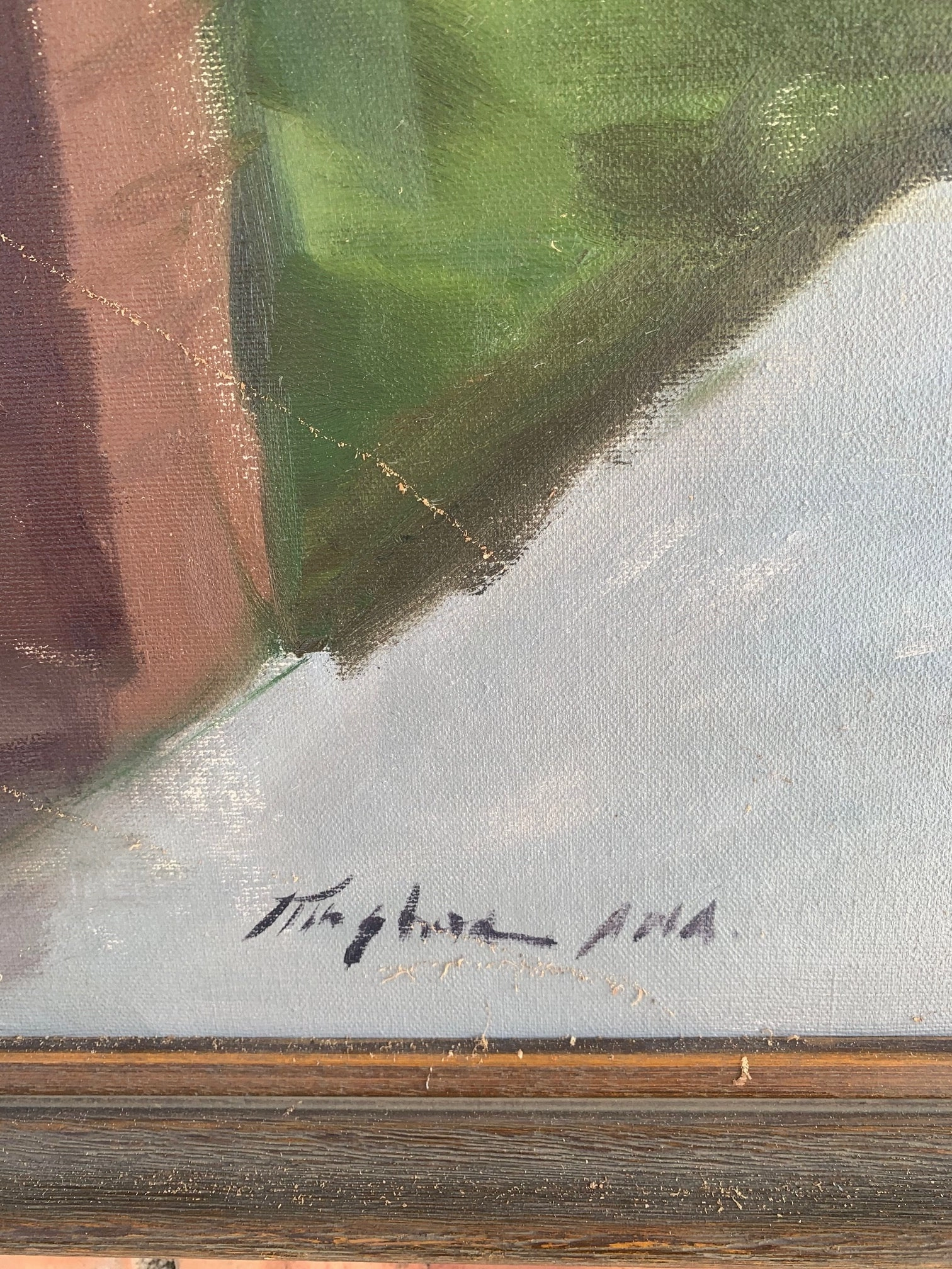 OIL PAINTING OF ICE CREAM SHOP TOWN SCENE BY CHARLES KINGHAM