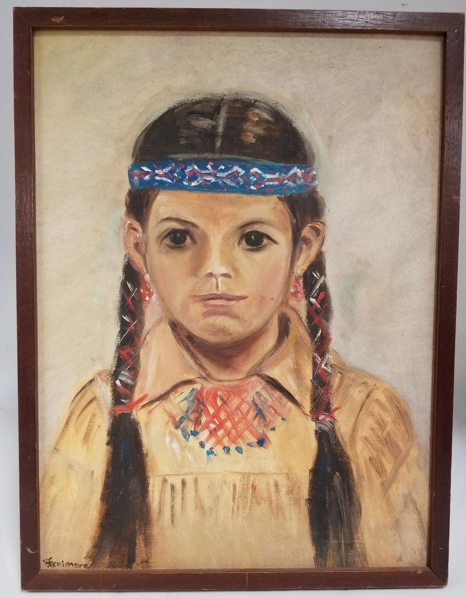 OIL PAINTING OF INDIAN MAIDEN SIGNED FINIMORE classic mural painting