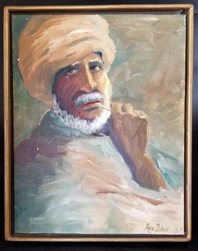 OIL PAINTING OF MAN IN TURBAN classic mural painting